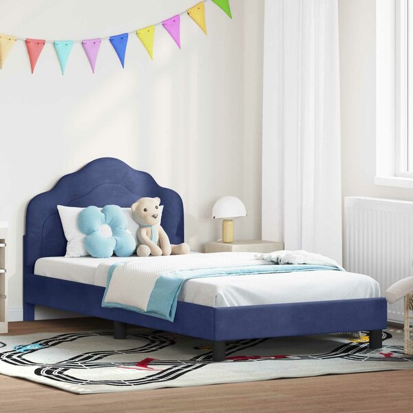 VidaXL Gyerekágy kerettel Rendőrségi kék 80 x 200 cm Bársony