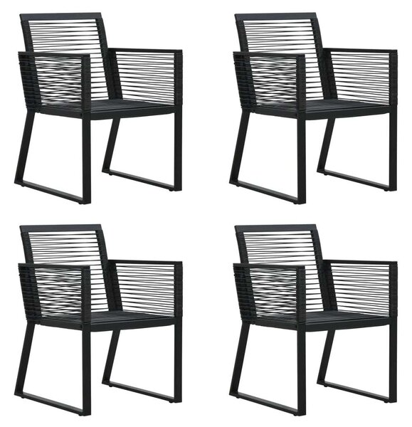 Rattan Kültéri Étkezőgarnitúra - 5 részes - Fekete