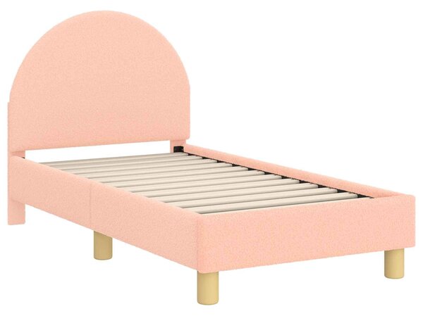 VidaXL Gyerekágy keret fejtámlával Rózsaszín 70 x 140 cm Bouclé