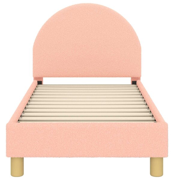 VidaXL Gyerekágy keret fejtámlával Rózsaszín 70 x 140 cm Bouclé