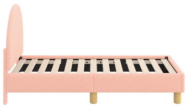 VidaXL Gyerekágy keret fejtámlával Rózsaszín 70 x 140 cm Bouclé