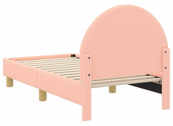 VidaXL Gyerekágy keret fejtámlával Rózsaszín 70 x 140 cm Bouclé