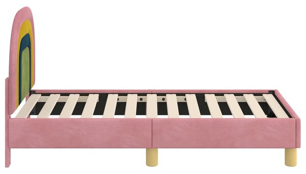 VidaXL Gyerekágy keret fejtámlával Rózsaszín 70 x 140 cm Bársony