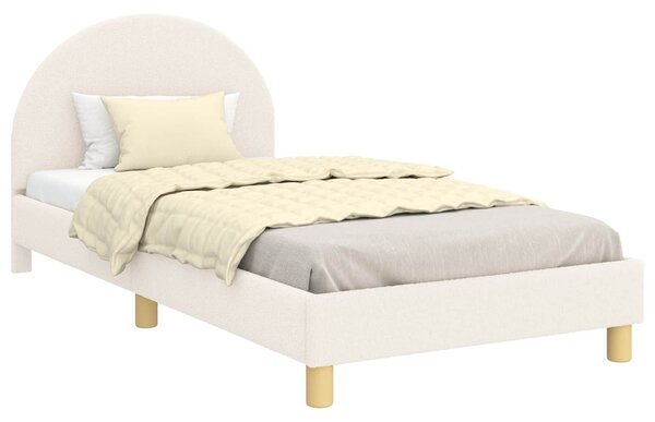 VidaXL Gyerekágy kerettel fejtámlával Krémszínű 90 x 190 cm Bouclé