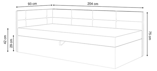 AURIGA saroktámlás heverő ágyneműtartóval 90x200 - szürke