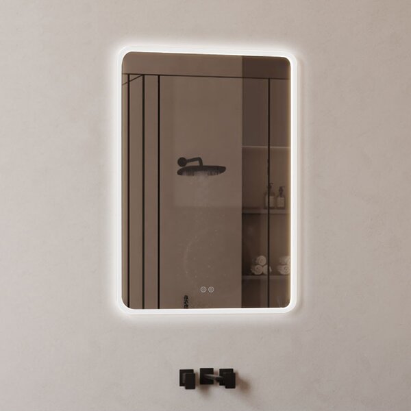 Mereo Mereo, téglalap alakú LED tükör 60x80 cm, elülső háttérvilágítással, fűtőpárnával, MER-CN172