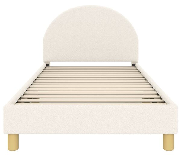 VidaXL Gyerekágy kerettel fejtámlával Krémszínű 90 x 190 cm Bouclé