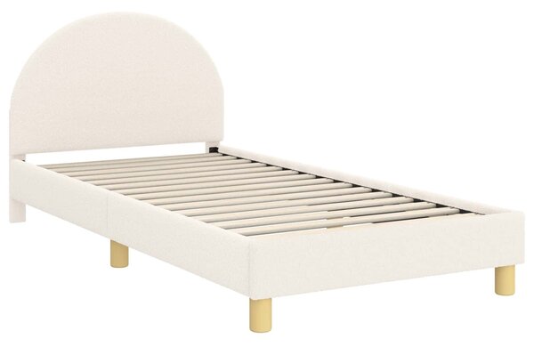 VidaXL Gyerekágy kerettel fejtámlával Krémszínű 90 x 190 cm Bouclé