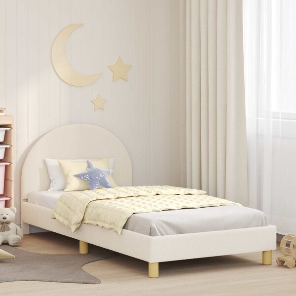 VidaXL Gyerekágy kerettel fejtámlával Krémszínű 90 x 190 cm Bouclé