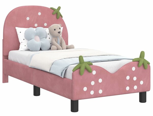 VidaXL Gyerekágy keret fejtámlával Rózsaszín 70 x 140 cm Bársony