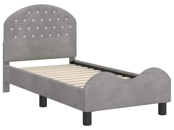 VidaXL Gyerekágy keret fejtámlával Világosszürke 70 x 140 cm Bársony