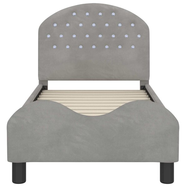 VidaXL Gyerekágy keret fejtámlával Világosszürke 70 x 140 cm Bársony