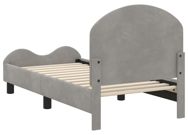 VidaXL Gyerekágy keret fejtámlával Világosszürke 70 x 140 cm Bársony