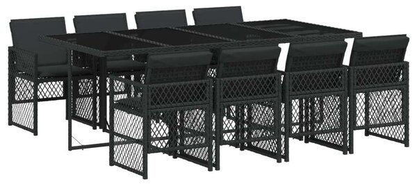 VidaXL Polyrattan Kerti Étkezőgarnitúra - 9 részes - Fekete