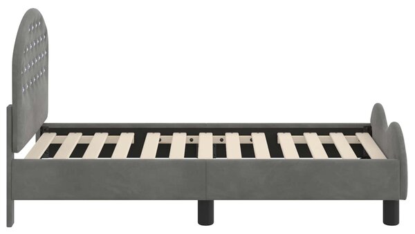 VidaXL Gyerekágy keret fejtámlával Sötétszürke 70 x 140 cm Bársony