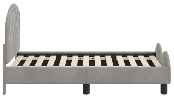 VidaXL Gyerekágy keret fejtámlával Világosszürke 70 x 140 cm Bársony