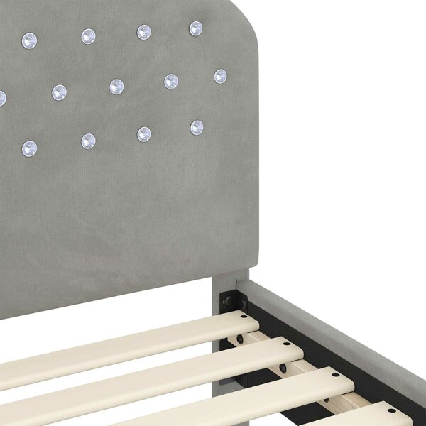 VidaXL Gyerekágy keret fejtámlával Világosszürke 70 x 140 cm Bársony