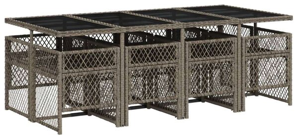VidaXL Polyrattan Kerti Étkezőgarnitúra - 9 részes - Szürke