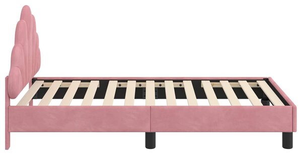VidaXL Gyerekágy kerettel fejtámlával Rózsaszín 80 x 160 cm Bársony
