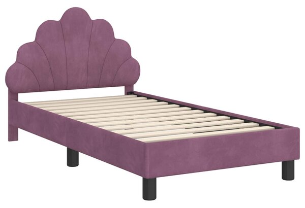 VidaXL Gyerekágy kerettel fejtámlával Lila 80 x 160 cm Bársony