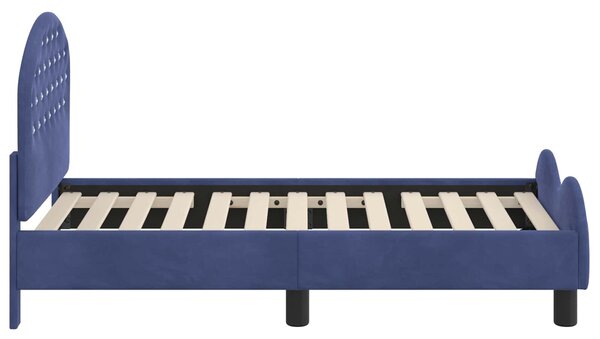 VidaXL Gyerekágy keret fejtámlával Rendőrségi kék 70 x 140 cm Bársony