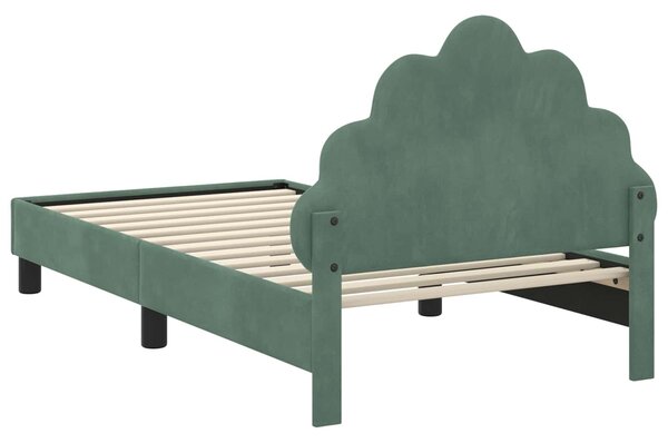 VidaXL Gyerekágy kerettel fejtámlával Tengeri Zöld 80 x 160 cm Bársony