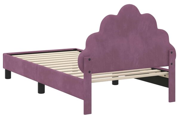 VidaXL Gyerekágy kerettel fejtámlával Lila 80 x 160 cm Bársony