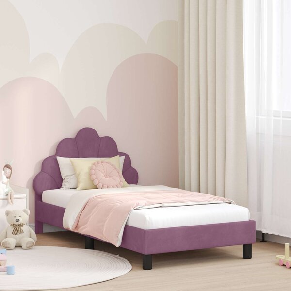 VidaXL Gyerekágy kerettel fejtámlával Lila 80 x 160 cm Bársony