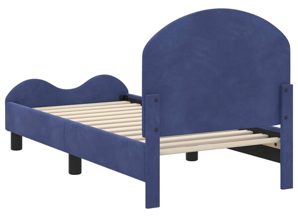 VidaXL Gyerekágy keret fejtámlával Rendőrségi kék 70 x 140 cm Bársony