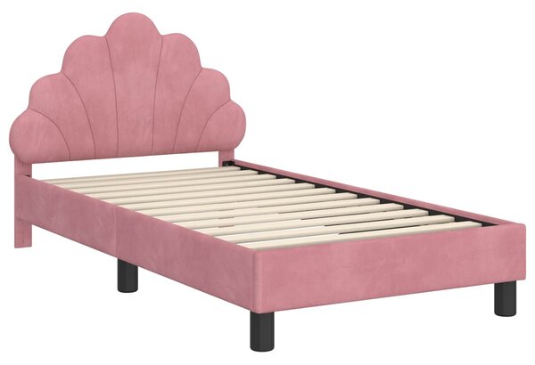 VidaXL Gyerekágy kerettel fejtámlával Rózsaszín 80 x 160 cm Bársony