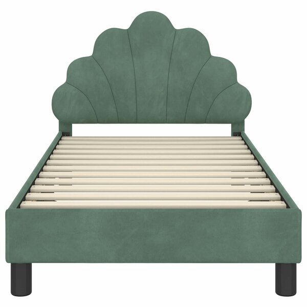 VidaXL Gyerekágy kerettel fejtámlával Tengeri Zöld 80 x 160 cm Bársony