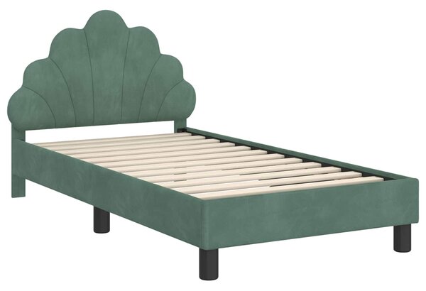 VidaXL Gyerekágy kerettel fejtámlával Tengeri Zöld 80 x 160 cm Bársony