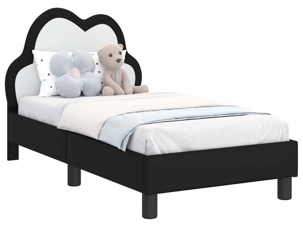 VidaXL Gyerekágy keret fejtámlával fejtámlával Fekete 70 x 140 cm PU