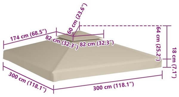Zöld csere pavilon ponyvatető 310 g/m² 3 x 3 m