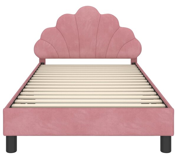 VidaXL Gyerekágy kerettel fejtámlával Rózsaszín 90 x 200 cm Bársony