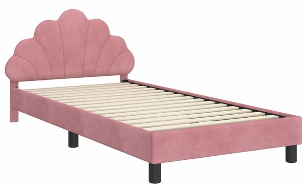 VidaXL Gyerekágy kerettel fejtámlával Rózsaszín 90 x 200 cm Bársony