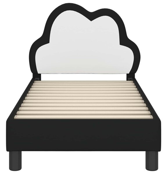 VidaXL Gyerekágy keret fejtámlával fejtámlával Fekete 70 x 140 cm PU