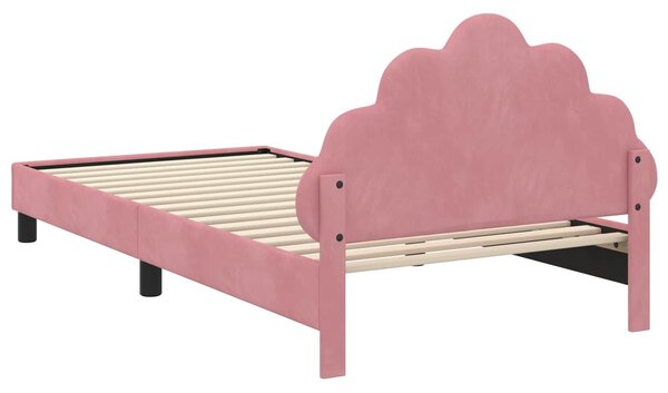 VidaXL Gyerekágy kerettel fejtámlával Rózsaszín 90 x 200 cm Bársony