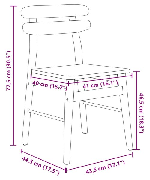 VidaXL Étkezőszék 2 pcs Fehér Tömör Gumi Fa