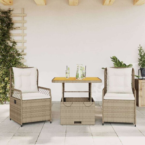 VidaXL Polyrattan Kertbútor Szett - 3 részes