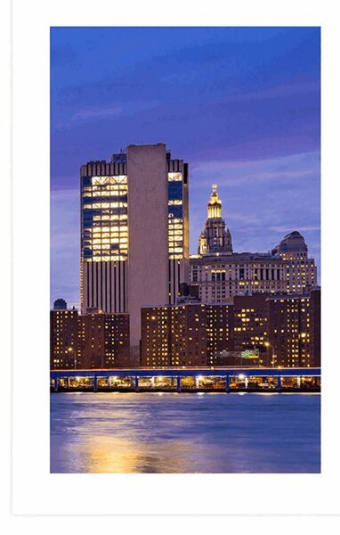 Poszter paszpartuval éjszakai Brooklyn