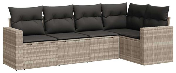 VidaXL Polyrattan Kerti Ülőgarnitúra - 5 részes - Világosszürke
