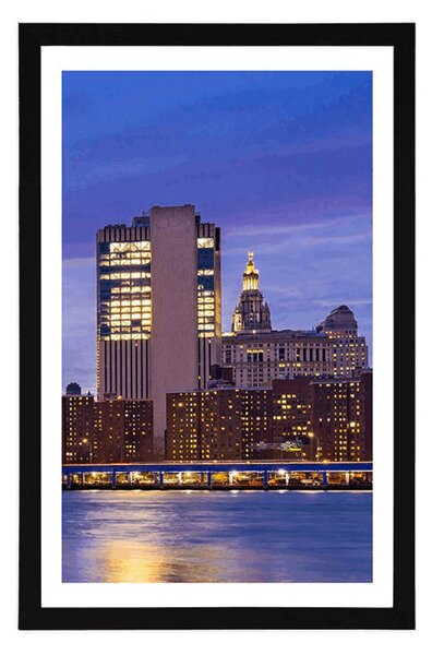 Poszter paszpartuval éjszakai Brooklyn