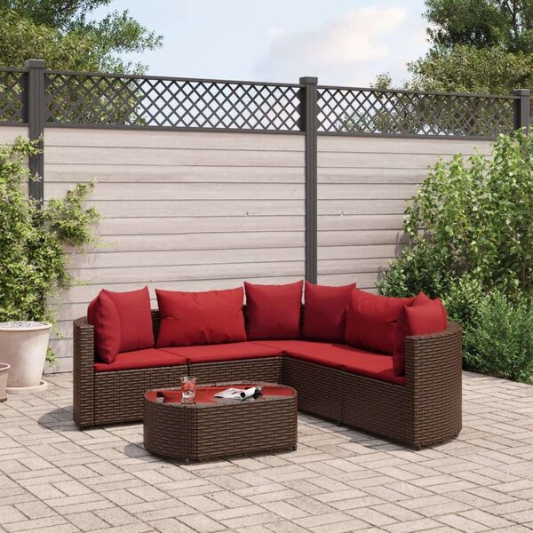 VidaXL 6 részes barna polyrattan kerti ülőgarnitúra párnával