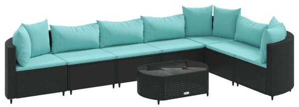 VidaXL Polyrattan Kerti Ülőgarnitúra - 8 részes - Fekete