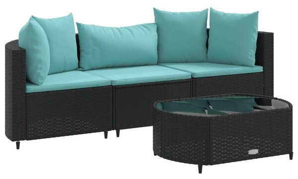 VidaXL Polyrattan Kerti Ülőgarnitúra - 4 részes - Fekete