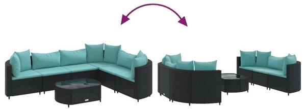 VidaXL Polyrattan Kerti Ülőgarnitúra - 7 részes - Fekete