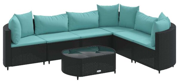 VidaXL Polyrattan Kerti Ülőgarnitúra - 7 részes - Fekete