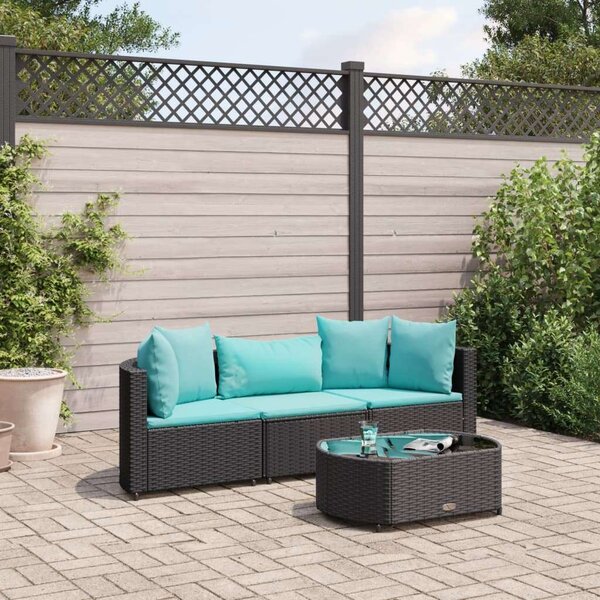 VidaXL Polyrattan Kerti Ülőgarnitúra - 4 részes - Fekete
