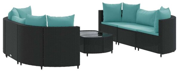 VidaXL Polyrattan Kerti Ülőgarnitúra - 7 részes - Fekete